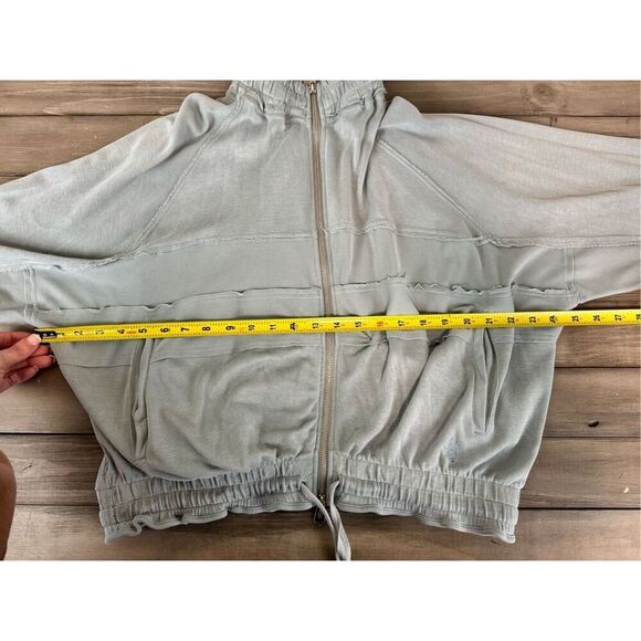 FREE PEOPLE Trekking Out Movement Light Blue Green Zip Hoodie Sweatshirt Size Me - Picture 12 of 15